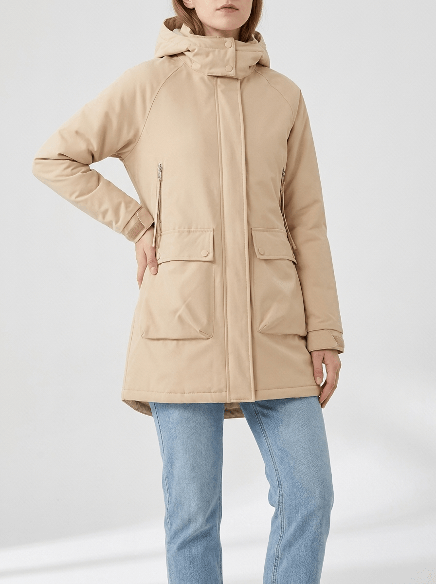 Zip Up Hooded Parka Jacket Women Lined Utility Winter Coat Plus Size — Kharites Shop - Kharites