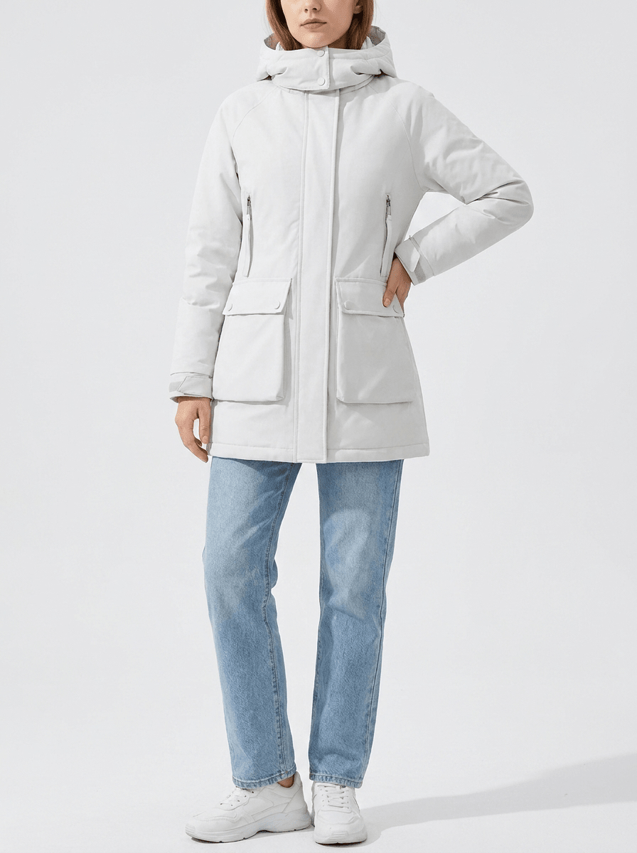Zip Up Hooded Parka Jacket Women Lined Utility Winter Coat Plus Size — Kharites Shop - Kharites