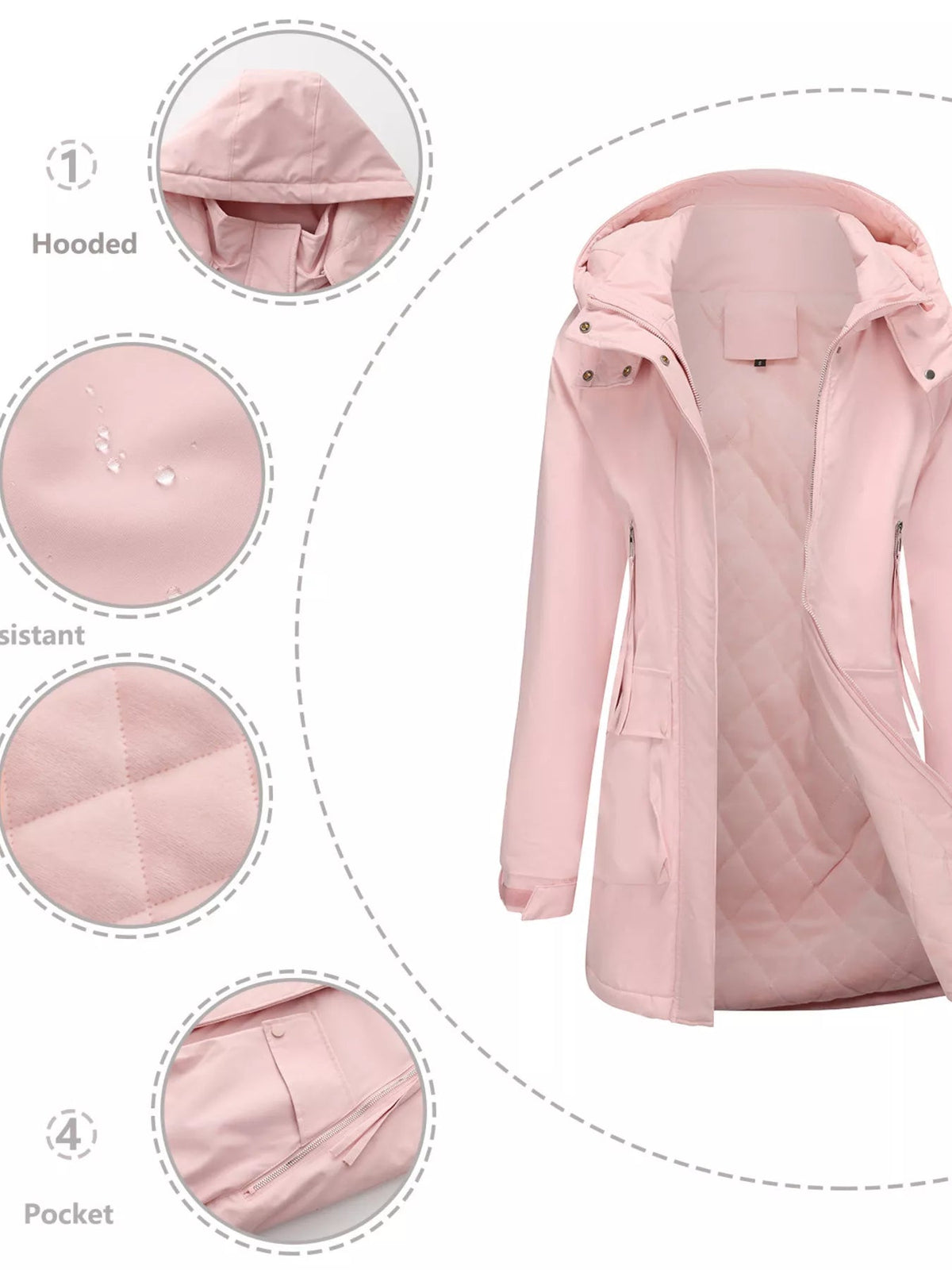 Zip Up Hooded Parka Jacket Women Lined Utility Winter Coat Plus Size — Kharites Shop - Kharites