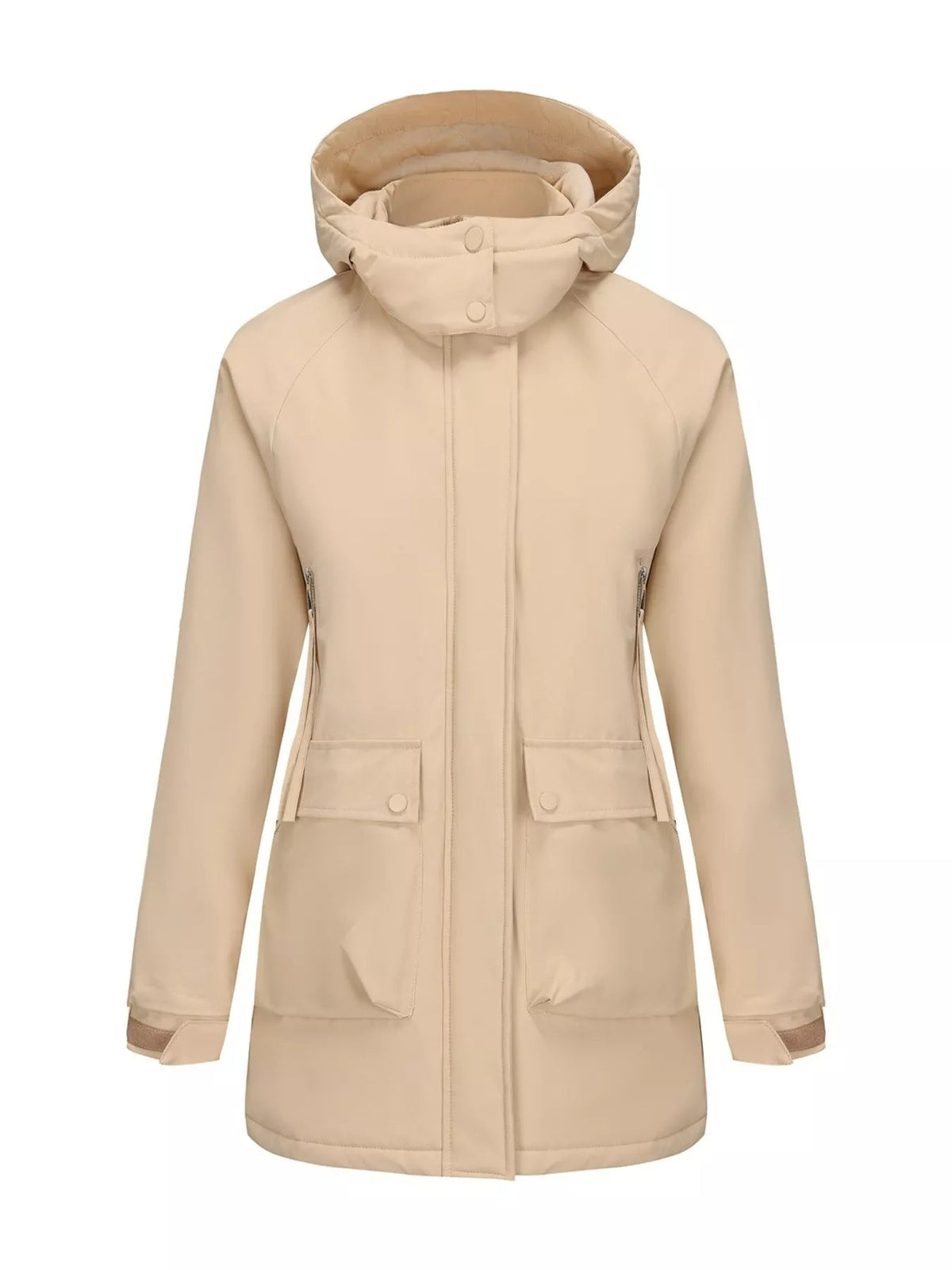 Zip Up Hooded Parka Jacket Women Lined Utility Winter Coat Plus Size — Kharites Shop - Kharites