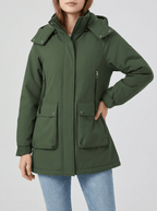 Zip Up Hooded Parka Jacket Women Lined Utility Winter Coat Plus Size — Kharites Shop - Kharites