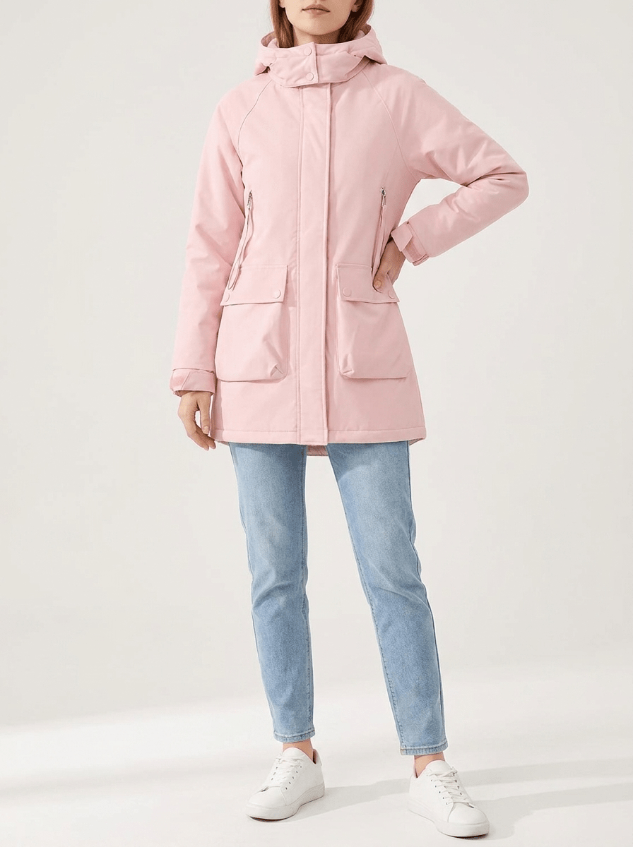 Zip Up Hooded Parka Jacket Women Lined Utility Winter Coat Plus Size — Kharites Shop - Kharites