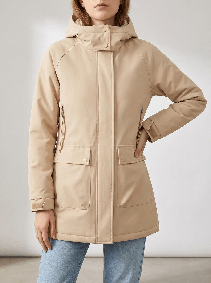 Zip Up Hooded Parka Jacket Women Lined Utility Winter Coat Plus Size — Kharites Shop - Kharites