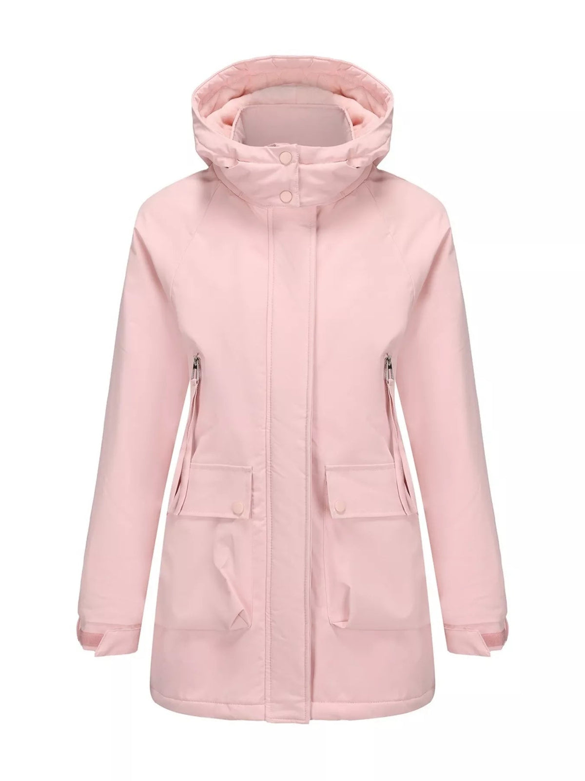 Zip Up Hooded Parka Jacket Women Lined Utility Winter Coat Plus Size — Kharites Shop - Kharites