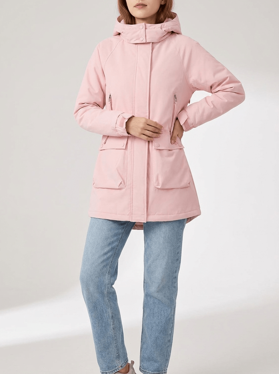 Zip Up Hooded Parka Jacket Women Lined Utility Winter Coat Plus Size — Kharites Shop - Kharites