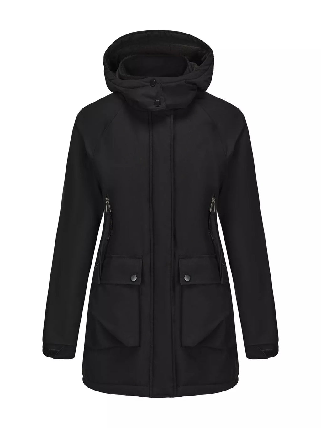 Zip Up Hooded Parka Jacket Women Lined Utility Winter Coat Plus Size — Kharites Shop - Kharites