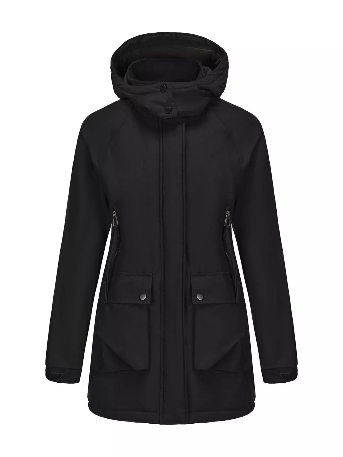 Zip Up Hooded Parka Jacket Women Lined Utility Winter Coat Plus Size — Kharites Shop - Kharites